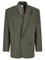 Green Solid Wool Blazer 1