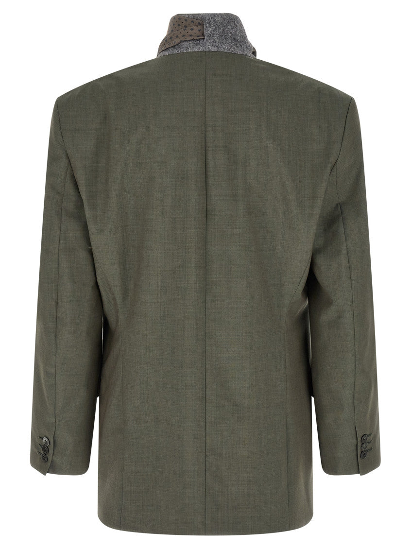 Green Solid Wool Blazer 2