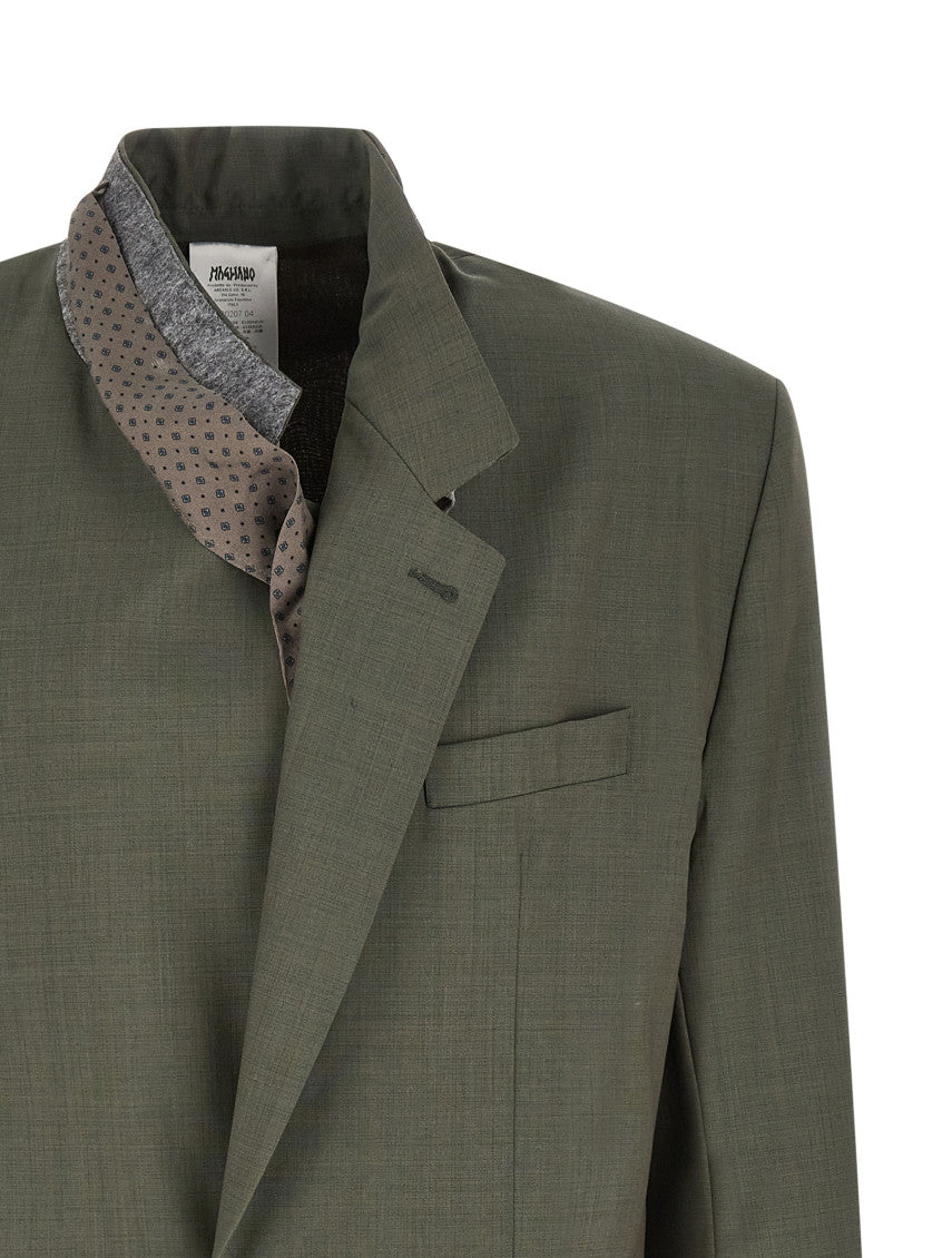 Green Solid Wool Blazer 3