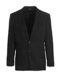 Black Solid Peaked Lapel Blazer 1