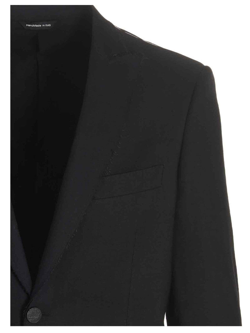 Black Solid Peaked Lapel Blazer 3