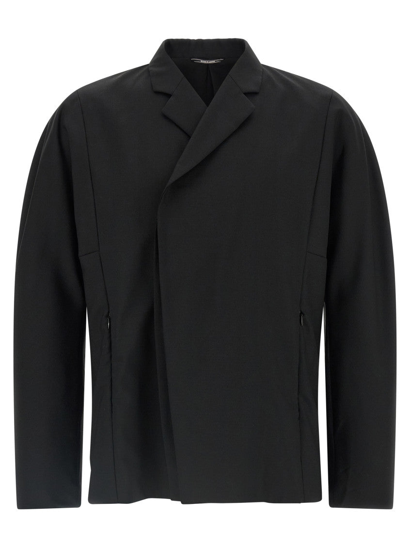 Black Solid Notched Lapel Blazer 1