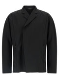 Black Solid Notched Lapel Blazer 1
