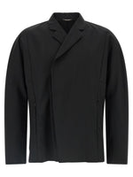Black Solid Notched Lapel Blazer 1