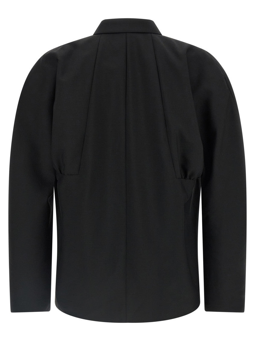 Black Solid Notched Lapel Blazer 2
