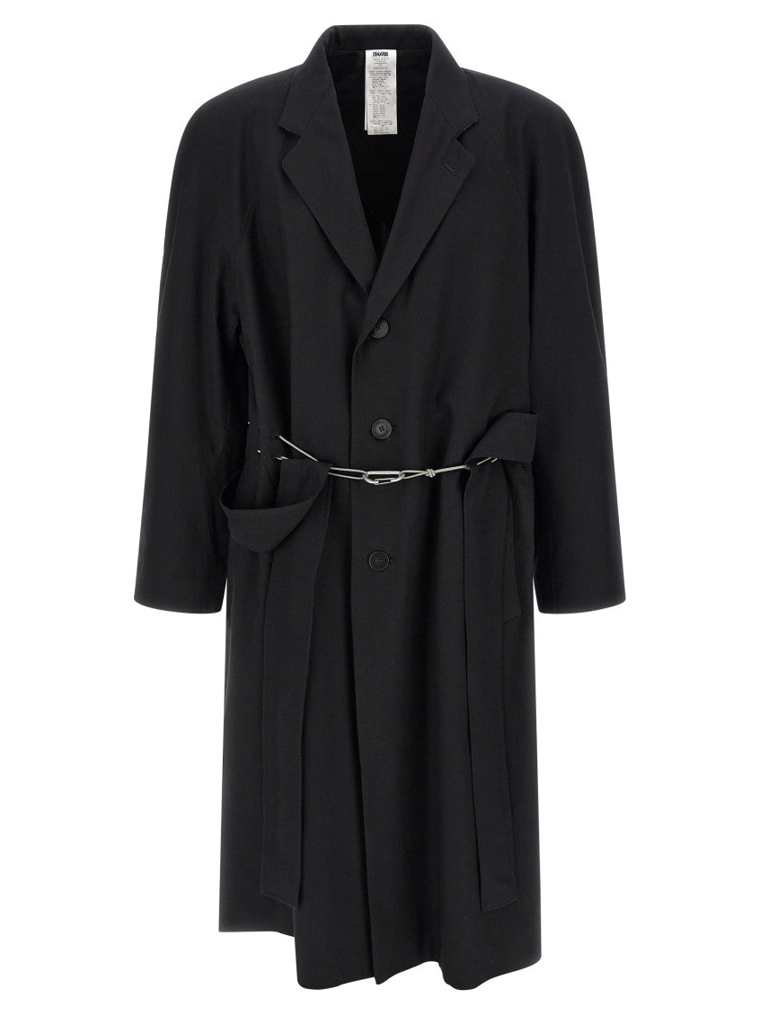 Black Peaked Lapel Trench Coat 1