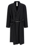 Black Peaked Lapel Trench Coat 1