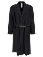 Black Peaked Lapel Trench Coat 1