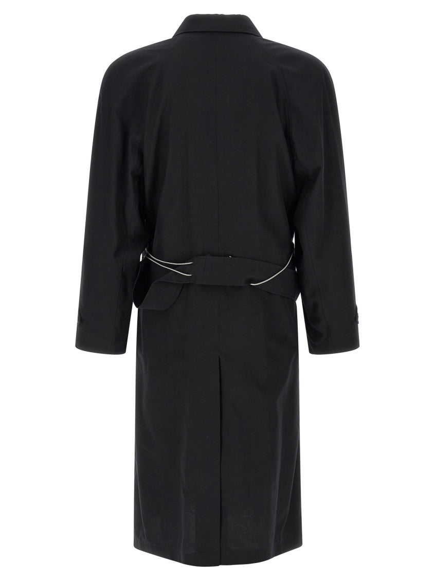 Black Peaked Lapel Trench Coat 2