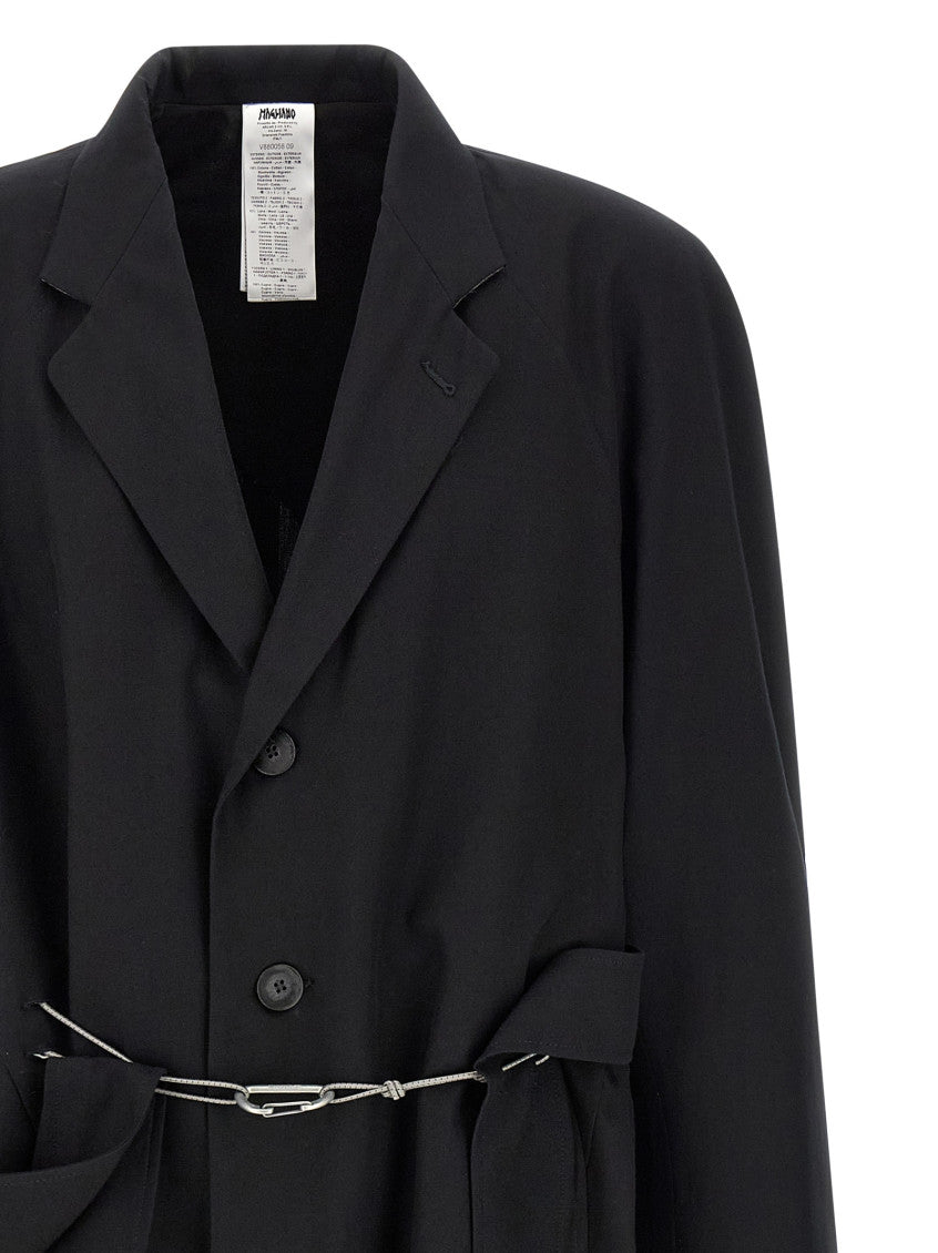 Black Peaked Lapel Trench Coat 3