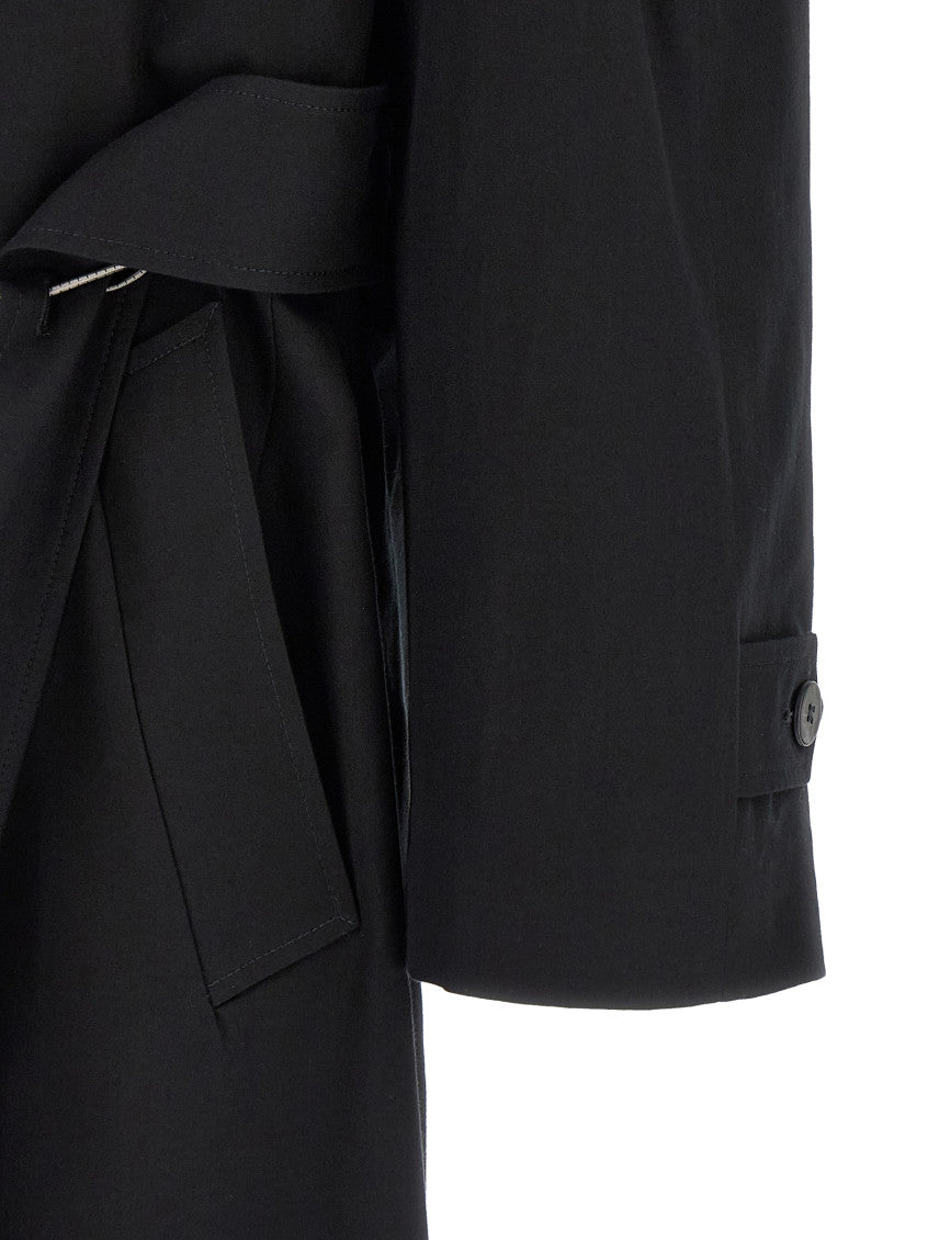 Black Peaked Lapel Trench Coat 4