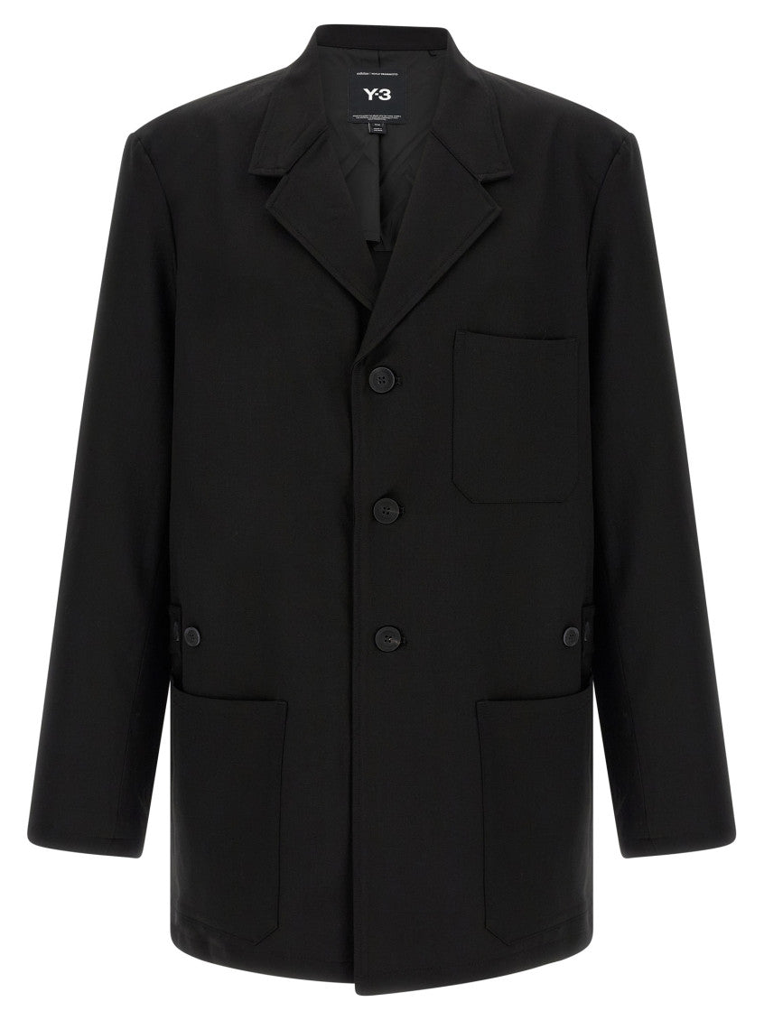 Black Notched Lapel Trench Coat 1