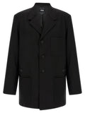 Black Notched Lapel Trench Coat 1