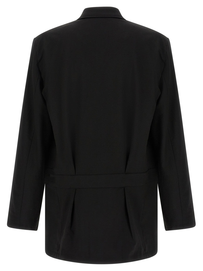 Black Notched Lapel Trench Coat 2