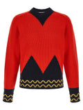 Red Geometric Crew Neck Sweater 1