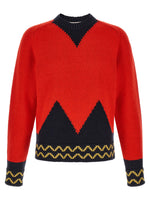 Red Geometric Crew Neck Sweater 1