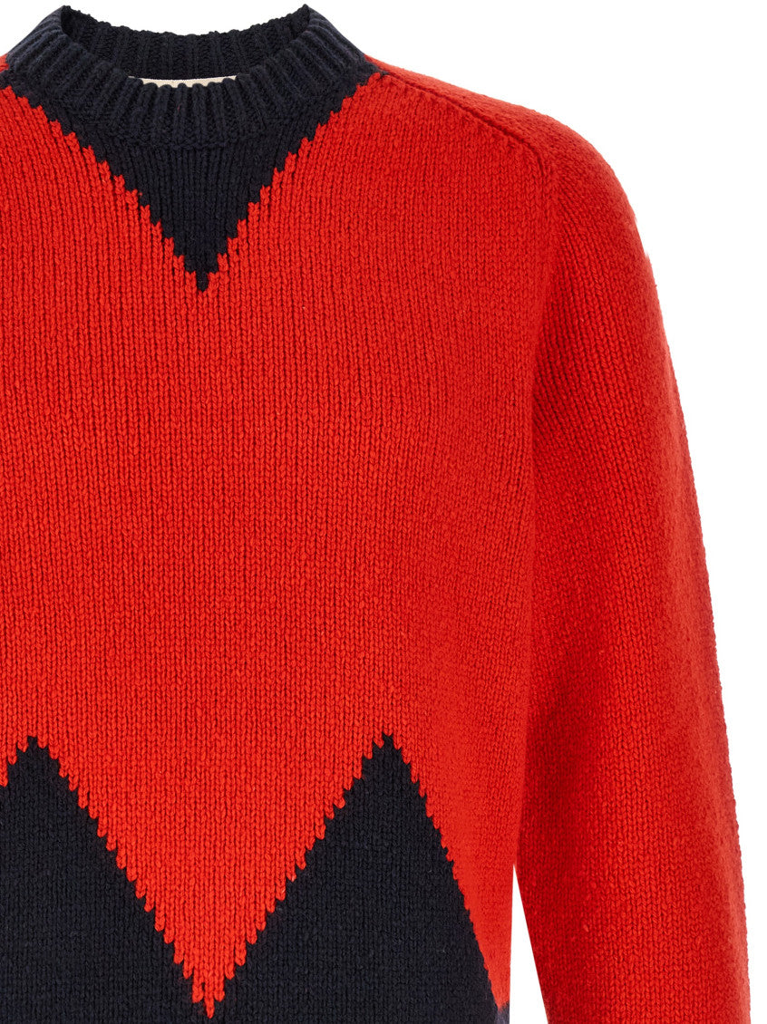 Red Geometric Crew Neck Sweater 3