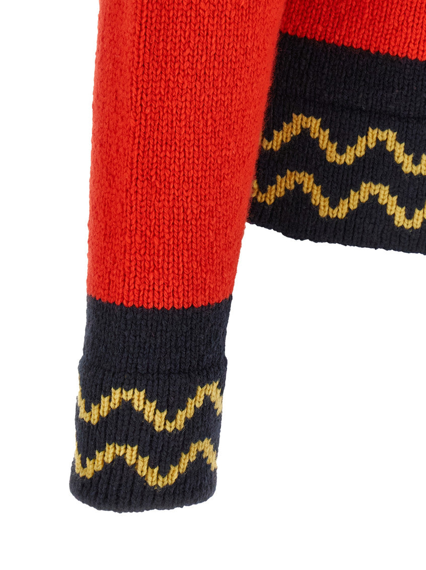 Red Geometric Crew Neck Sweater 4