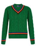 Green Knitted V-Neck Sweater 1