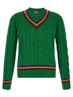 Green Knitted V-Neck Sweater 1