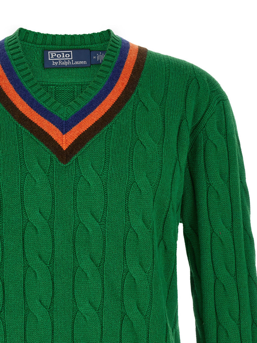 Green Knitted V-Neck Sweater 3