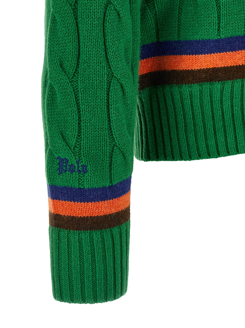 Green Knitted V-Neck Sweater 4
