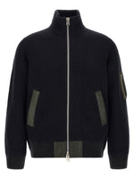 Blue Textured Zip-Up Sweater 1