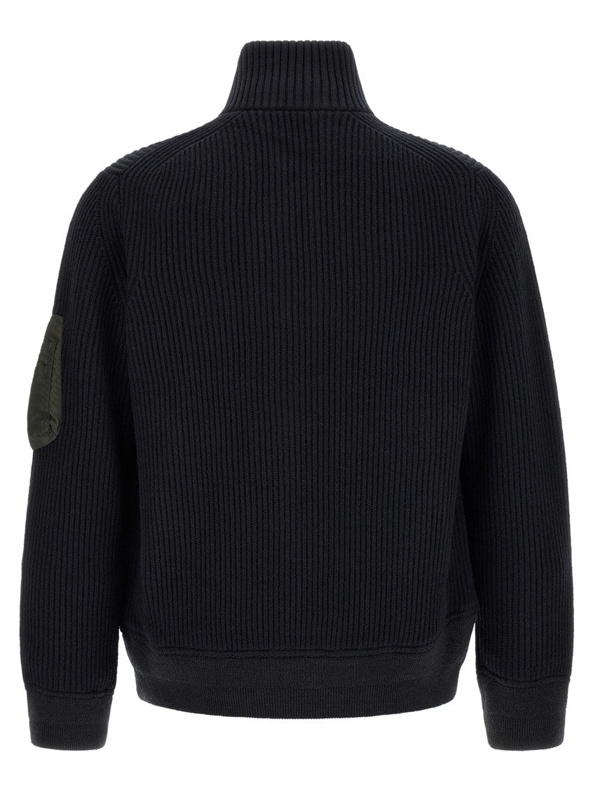 Blue Textured Zip-Up Sweater 2