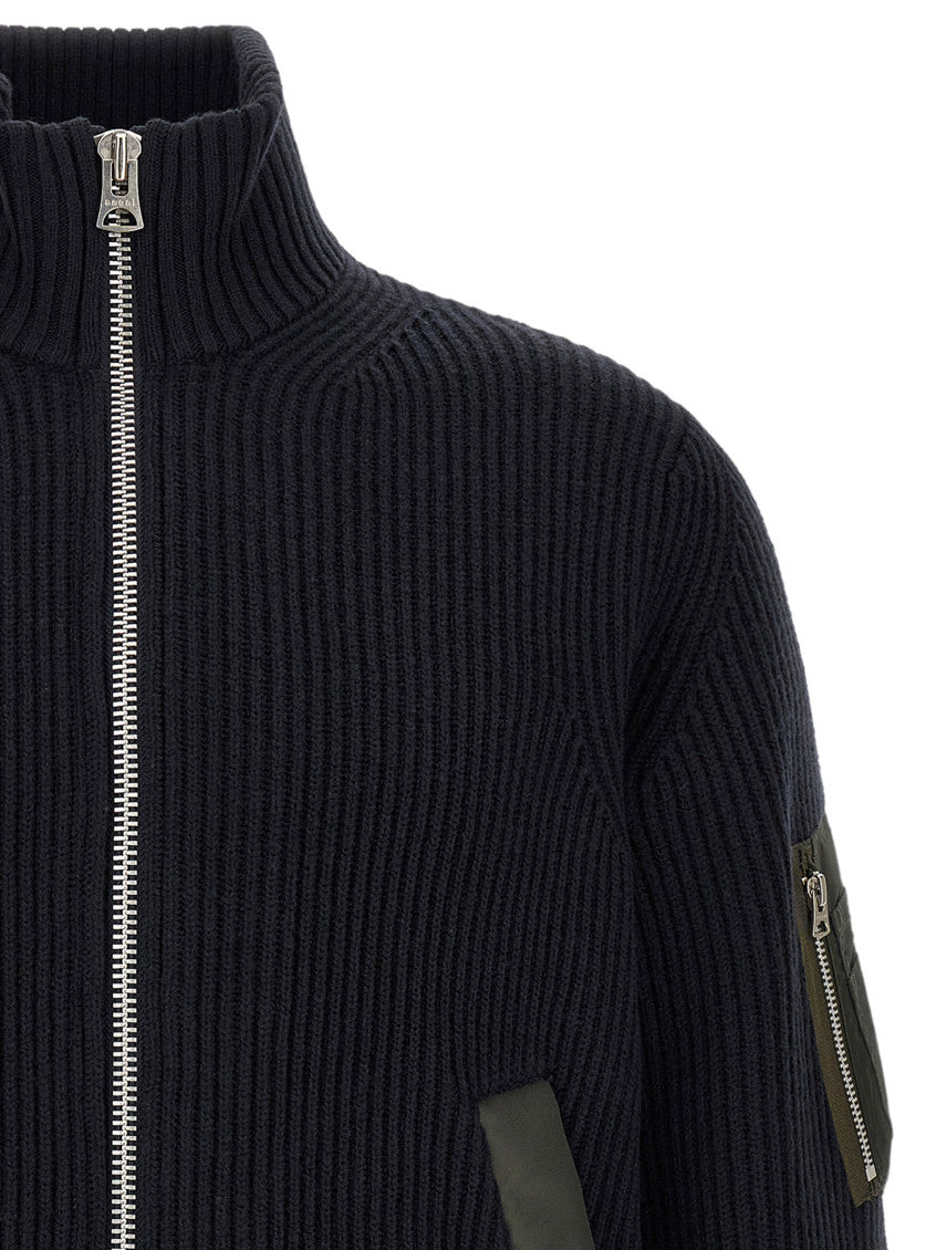 Blue Textured Zip-Up Sweater 3