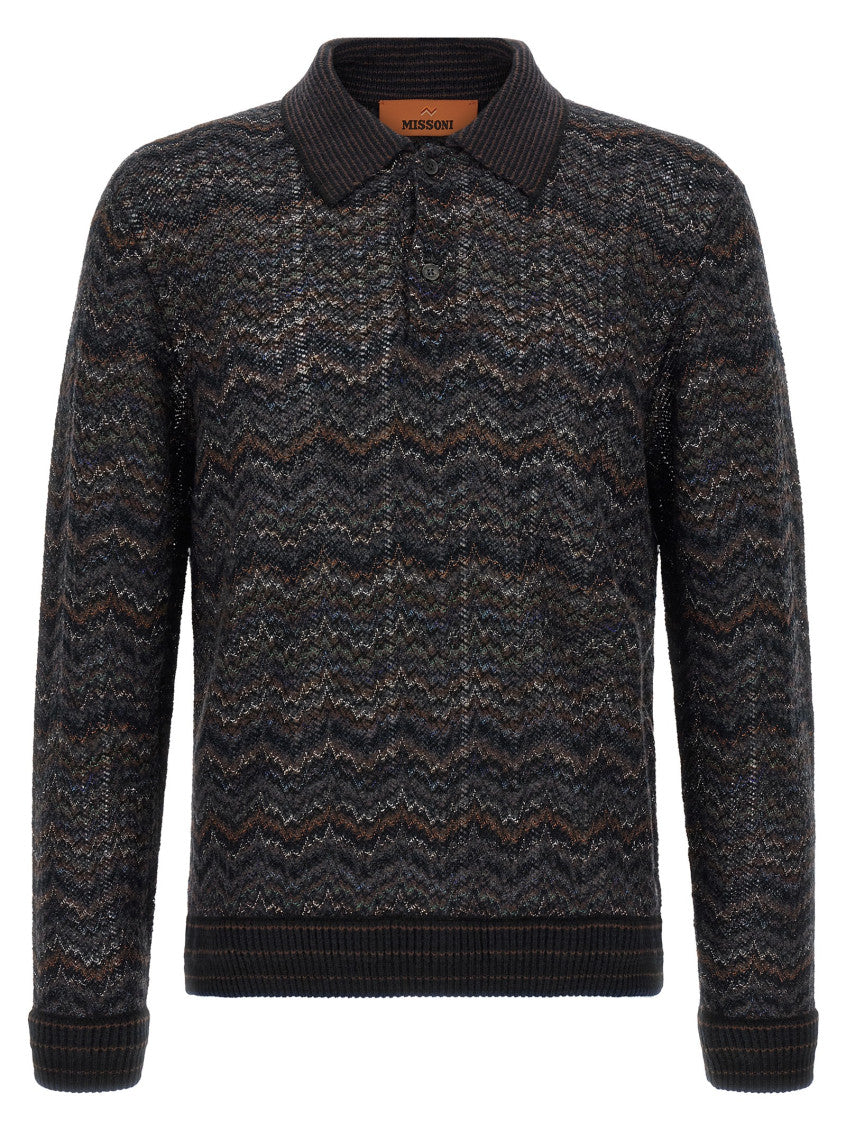 Multicolor Knitted Polo Sweater 1