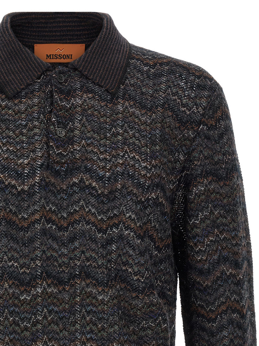 Multicolor Knitted Polo Sweater 2
