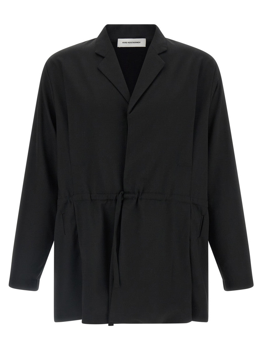 Black Solid Notched Lapel Blazer 1