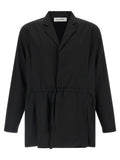 Black Solid Notched Lapel Blazer 1