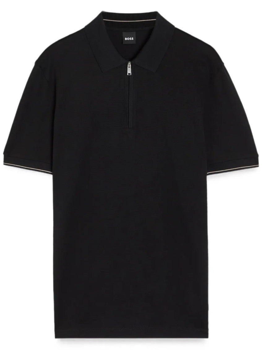 Black Solid Shirt Collar Polo 1
