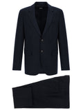 Navy Blue Solid Notched Lapel Suit 1