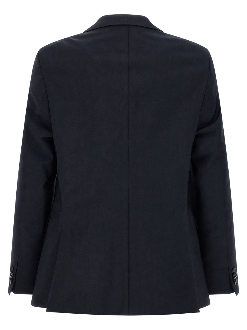 Navy Blue Solid Notched Lapel Suit 2