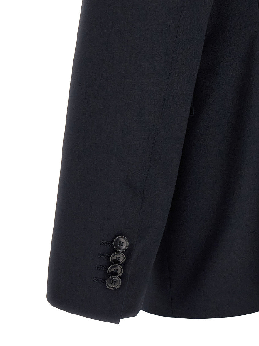 Navy Blue Solid Notched Lapel Suit 3