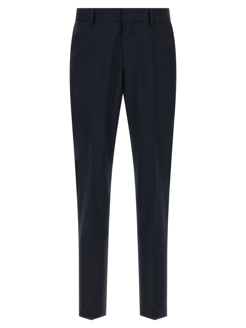Navy Blue Solid Notched Lapel Suit 4