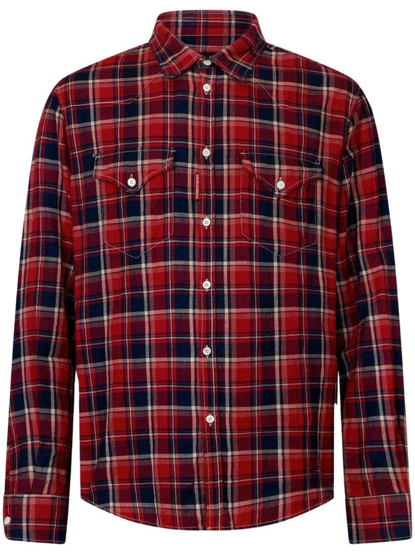 Red Slim Plaid Shirt 1