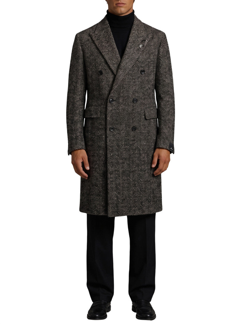 Black Peaked Lapel Coat 1
