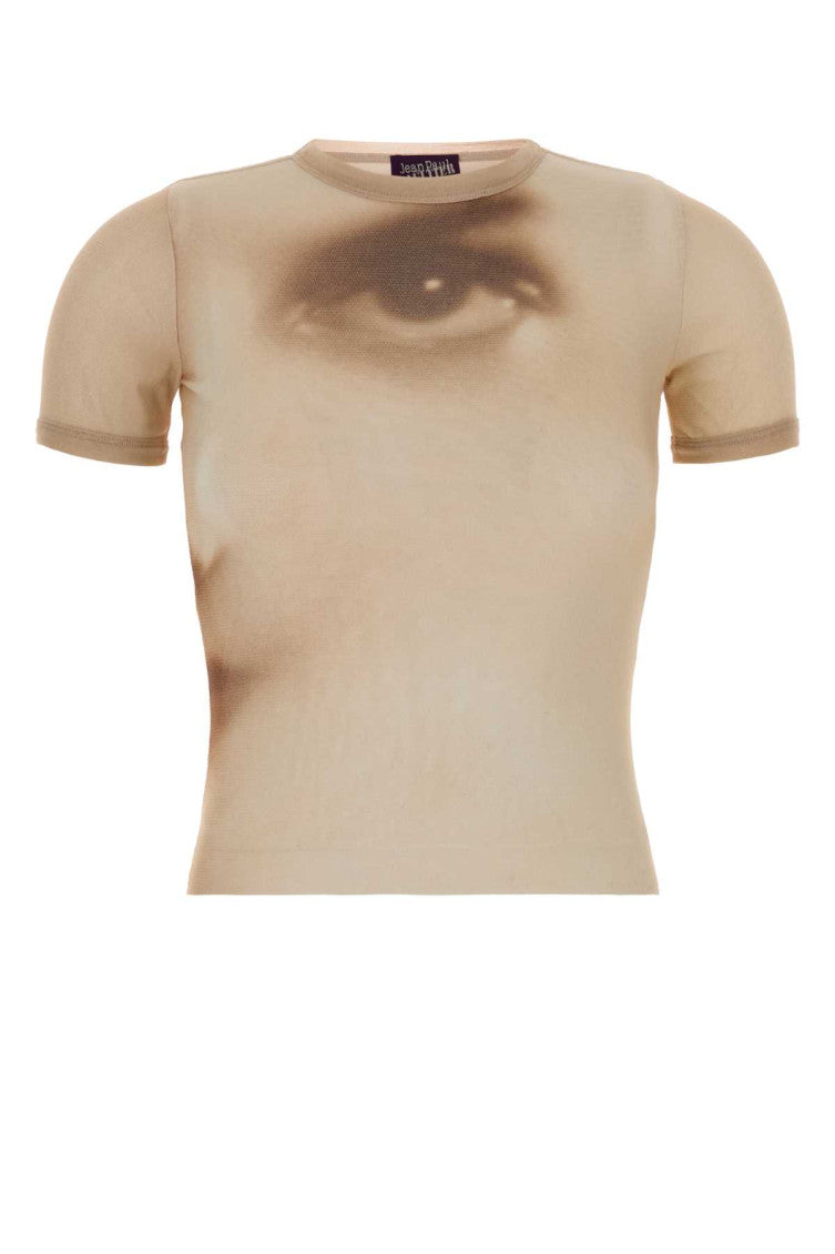Beige Graphic Crew Neck T-Shirt 1