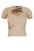 Beige Graphic Crew Neck T-Shirt 1