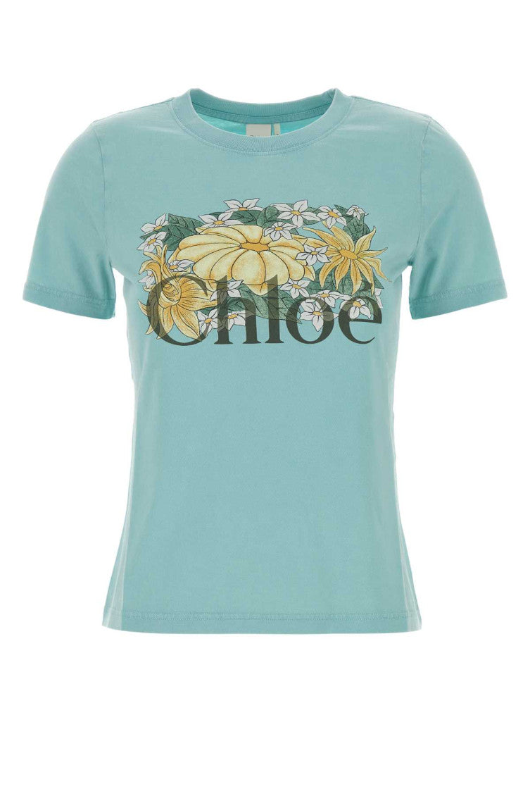 Light Blue Graphic Crew Neck T-Shirt 1