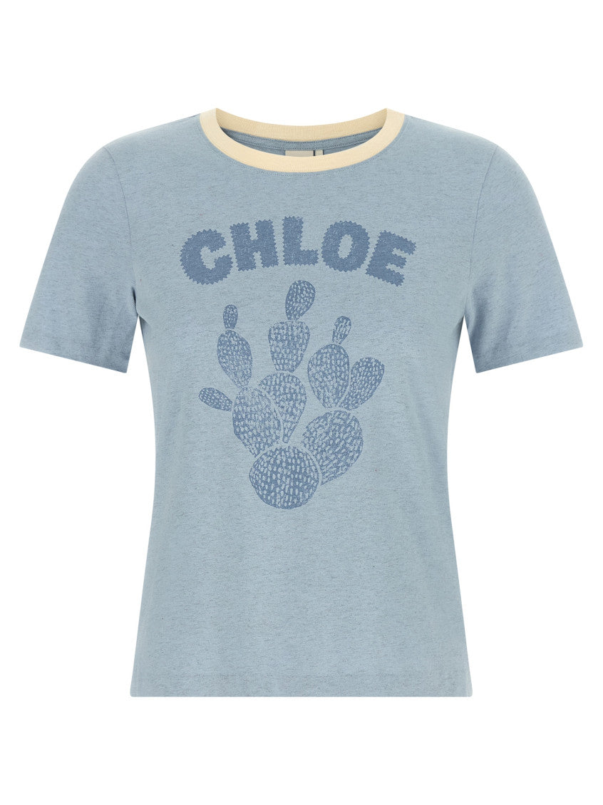 Light Blue Graphic Crew Neck T-Shirt 1