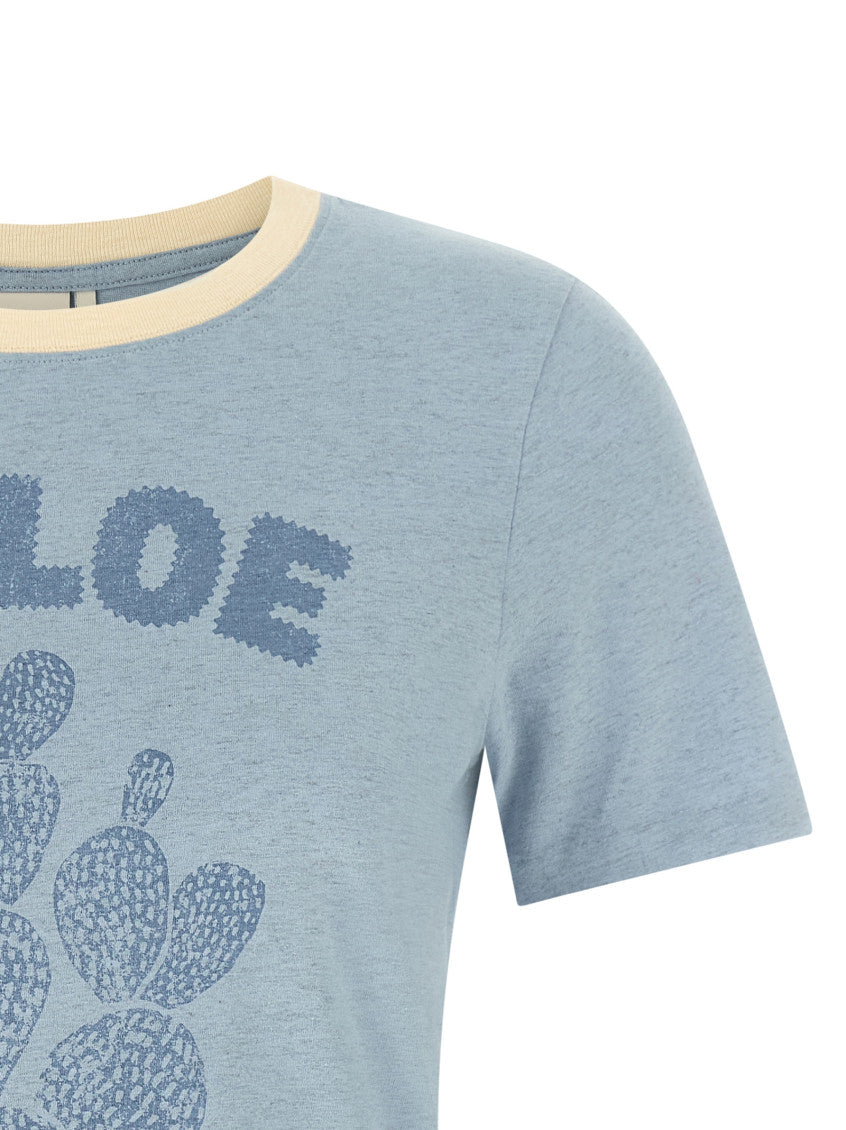 Light Blue Graphic Crew Neck T-Shirt 3