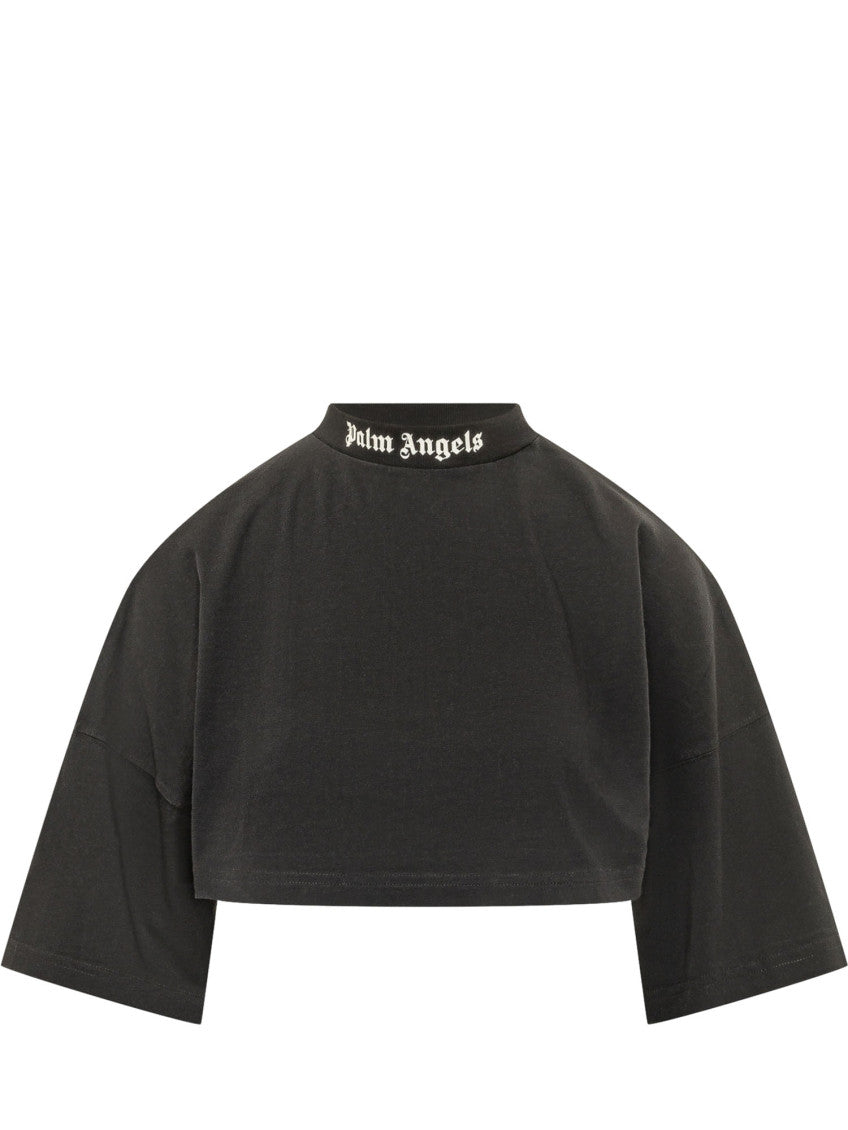 Black Logo Mock Collar T-Shirt 1