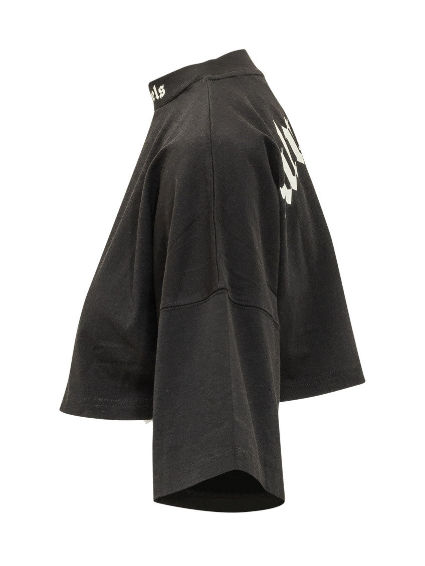 Black Logo Mock Collar T-Shirt 3