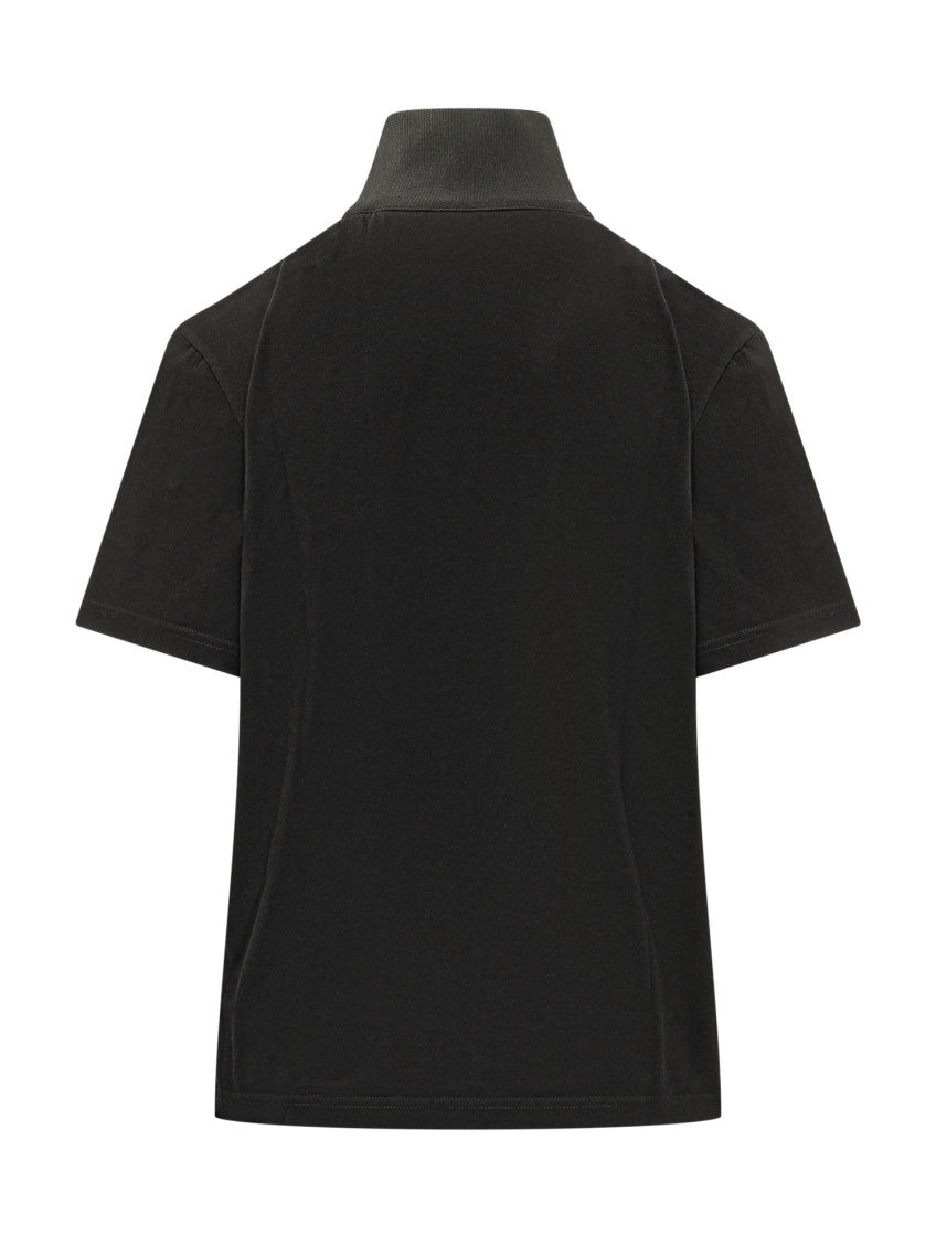 Black Solid Mock Collar T-Shirt 2