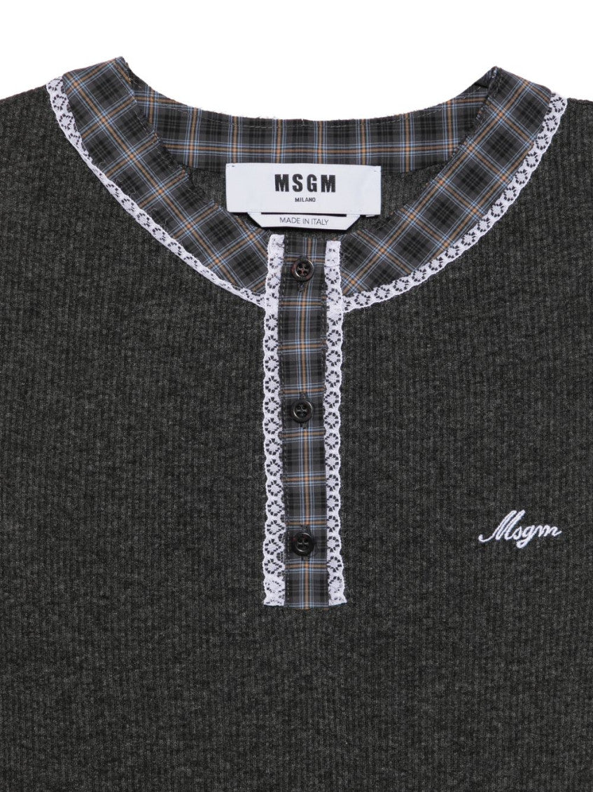 Grey Textured Crew Neck T-Shirt 3