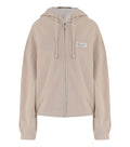 Beige Zip UP Logo Hoodie 1